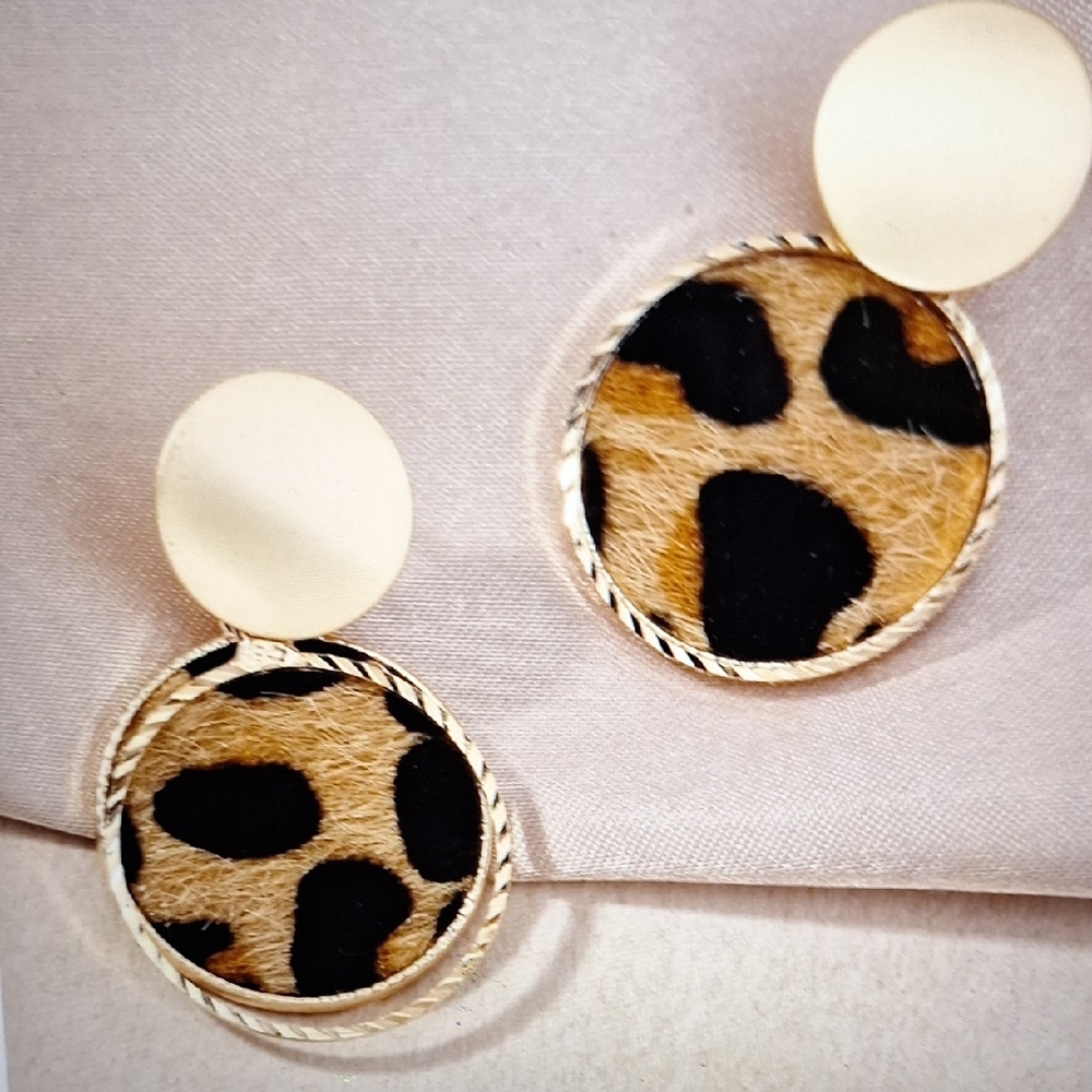 Leopard Print Gold Earrings